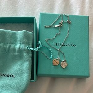 Tiffany & Co. Sterling Silver and gold double heart